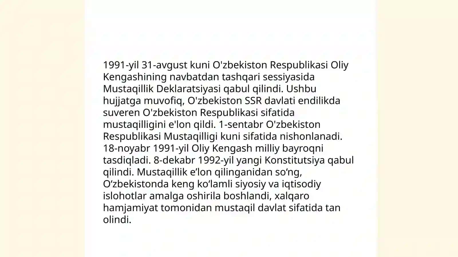 Mustaqil O'zbekiston Reapublikasining tashkil topishi va uning tarixiy ahamiyati 3