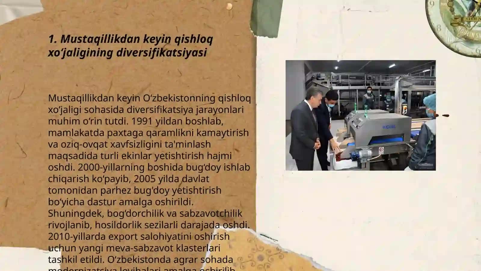 Mustaqillik yillarida qishloq xo’jaligi va sanoat sohasidagi o’zgarishlar 3