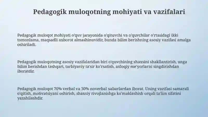 Pedagogik muloqotning oʻziga xos xususiyatlari va funksiyalari 3