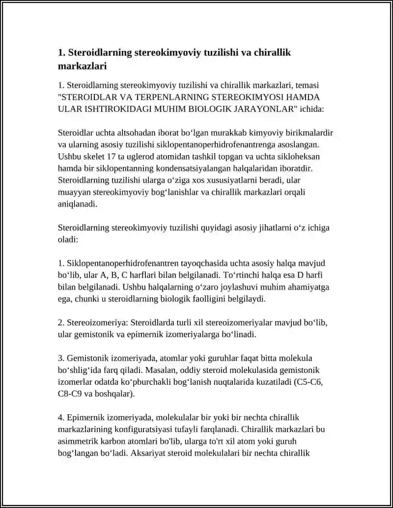 STEROIDLAR VA TERPENLARNING STEREOKIMYOSI 3