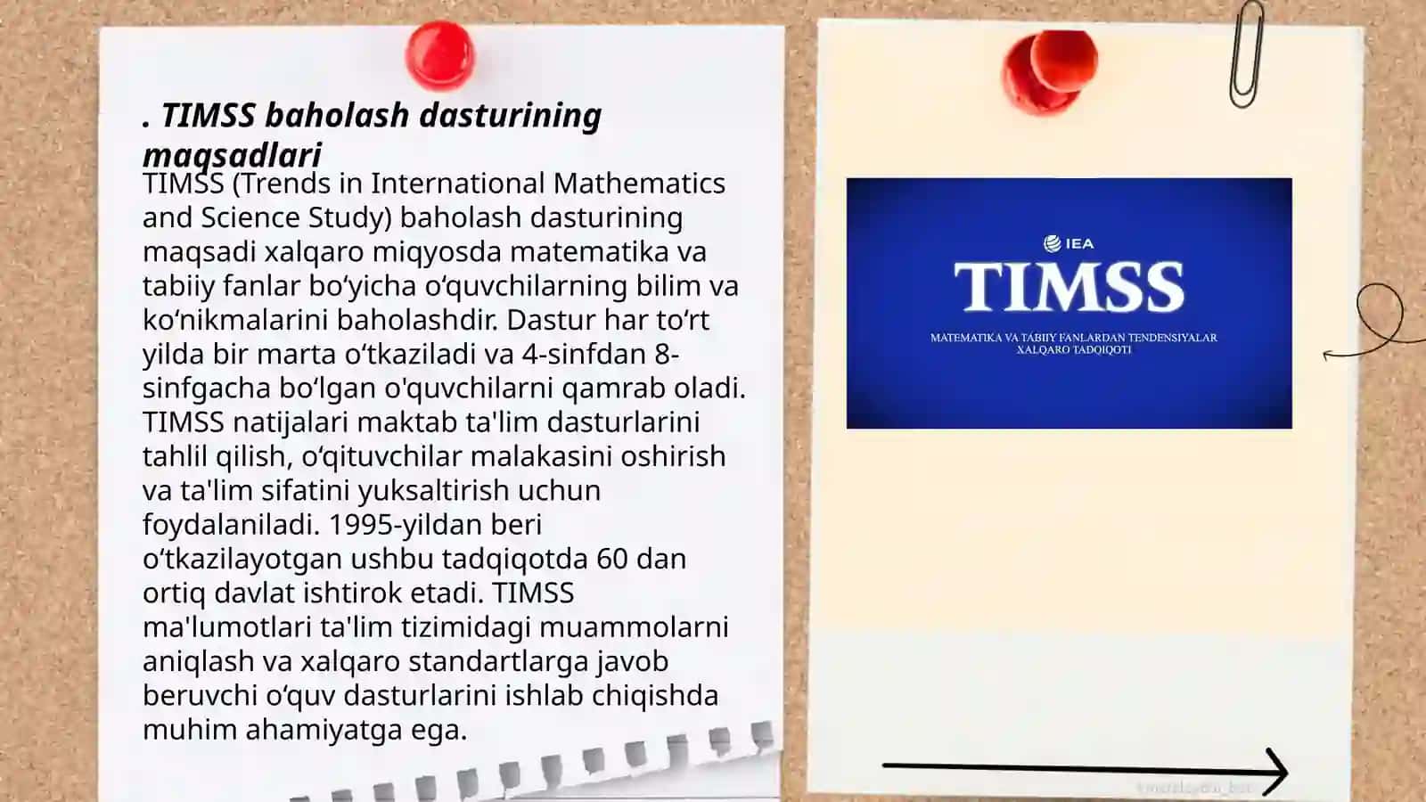 TIMSS xalqaro baholash dasturida matimatik va tabiiy fanlar yo'nalishining o'ziga xos jihatlari va tadqiqot o'tkazish shakllari 3