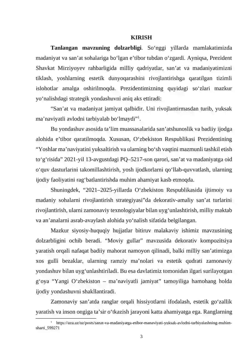 "Moviy gullar" mavzusida dekorativ kompozitsiyasini ishlash 3