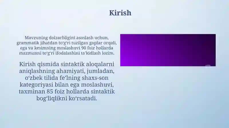Tobe bog'lanish va gap bo 'laklari o'rtasidagi sintaktik munosabatlar 3