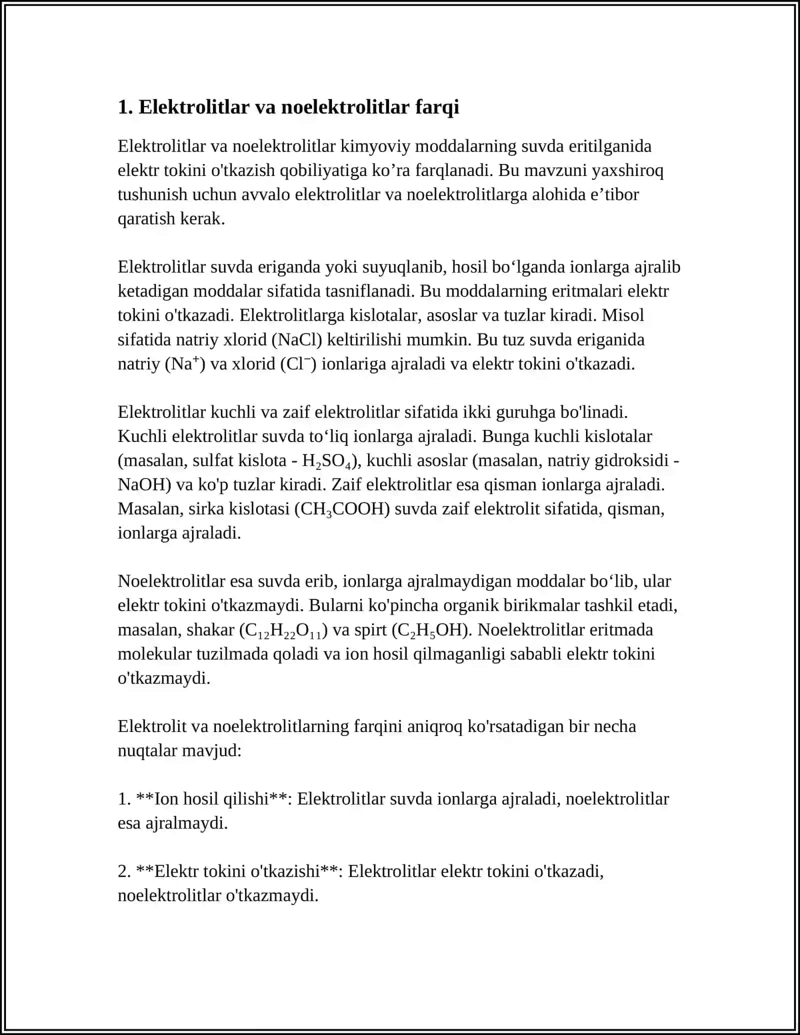 ORGANIZMNING BIOLOGIK SUYUQLIKLARI ELEKTROLIT VA NOELEKTROLIT ERITMALAR 3