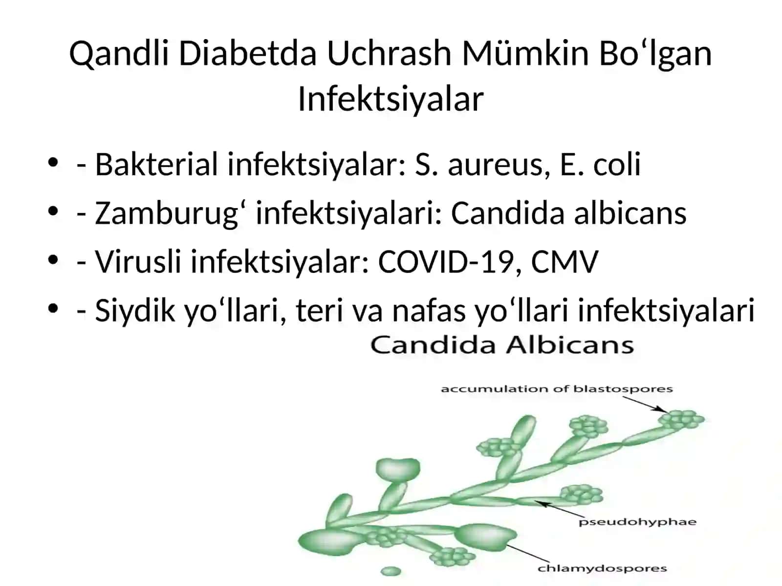Qandli Diabetda Infektsiyalar, Patogenez va Tashxis 3