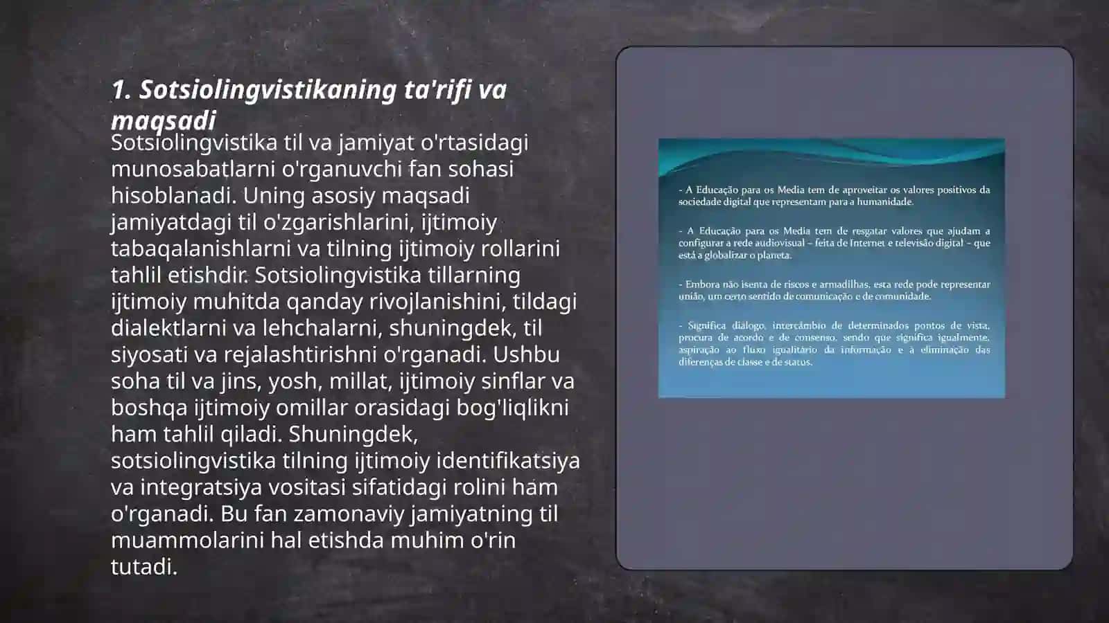 Sotsiolingvistikaning bugungi kun tilshunosligidagi o'mi va ahamiyati 3