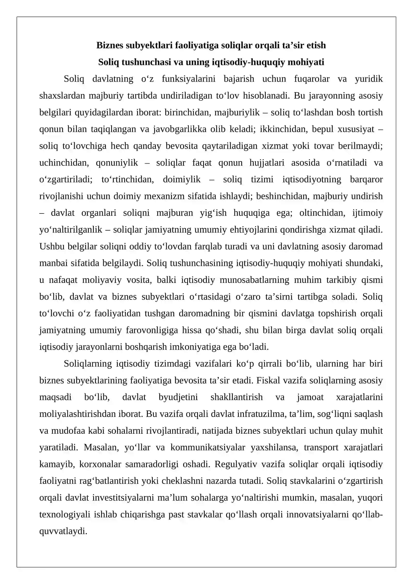 Biznes subyektlari faoliyatiga soliqlar orqali ta’sir etish 3