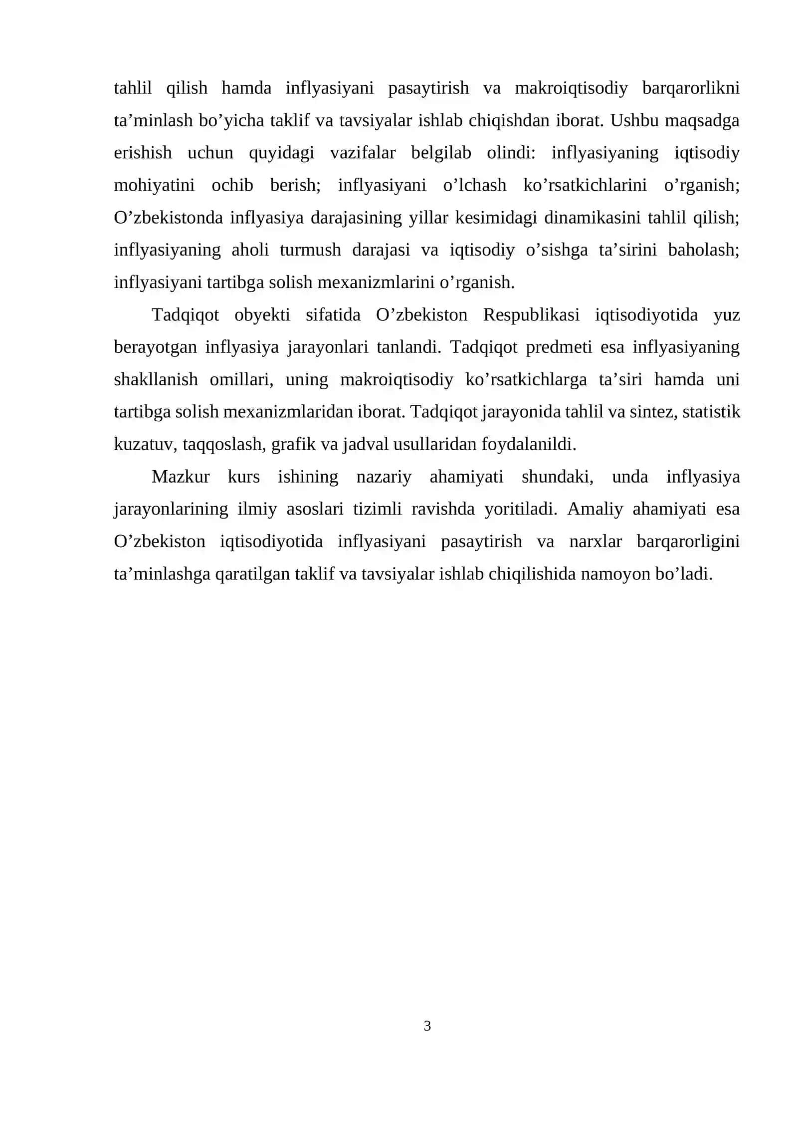 O’ZBEKISTON RESPUBLIKASI IQTISODIYOTIDAGI INFLYASIYA JARAYONLARI TAHLILI 3