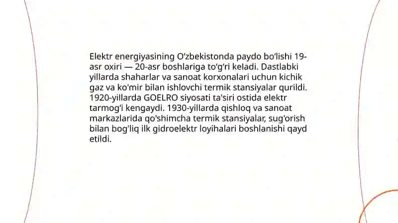 Oʻzbekistonda elektr energetikasini rivojlanish tarixi 3