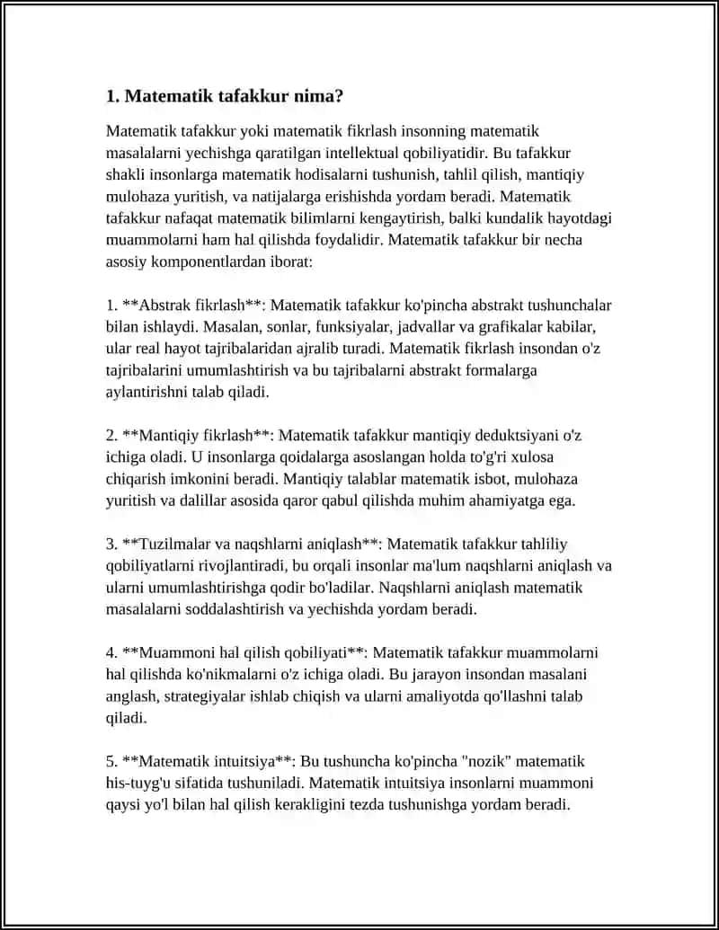 O'QUVCHILARINING MATEMATIK TAFAKKURINI RIVOJLANTIRISH JARAYONIDA MASALALARNING AHAMIYATI 3