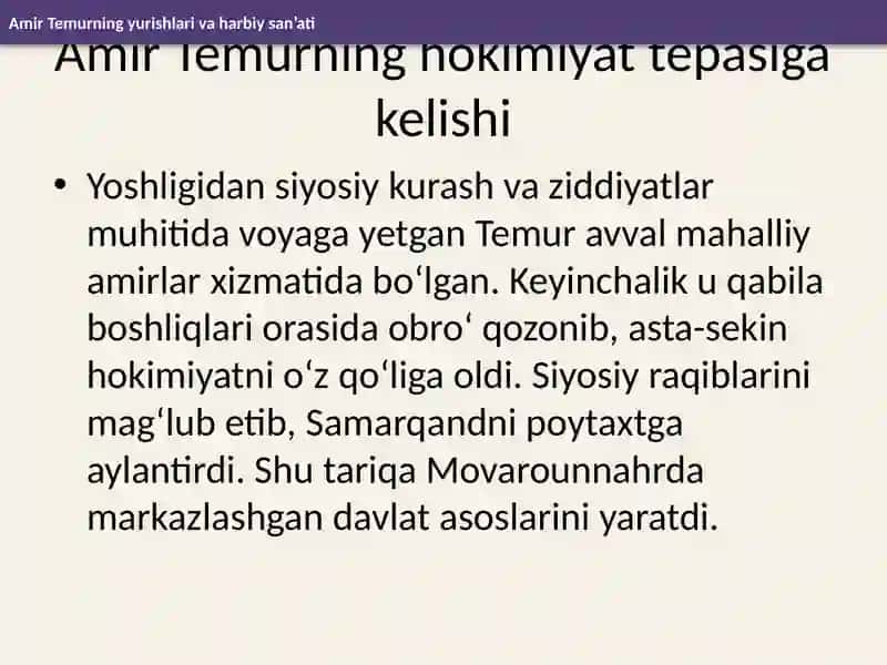 Amir Temurning yurishlari va harbiy san’ati 3