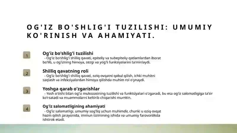 Og'iz bo'shlig'i shilliq qavati tuzilishining yoshga doir xususiyatlari. 3