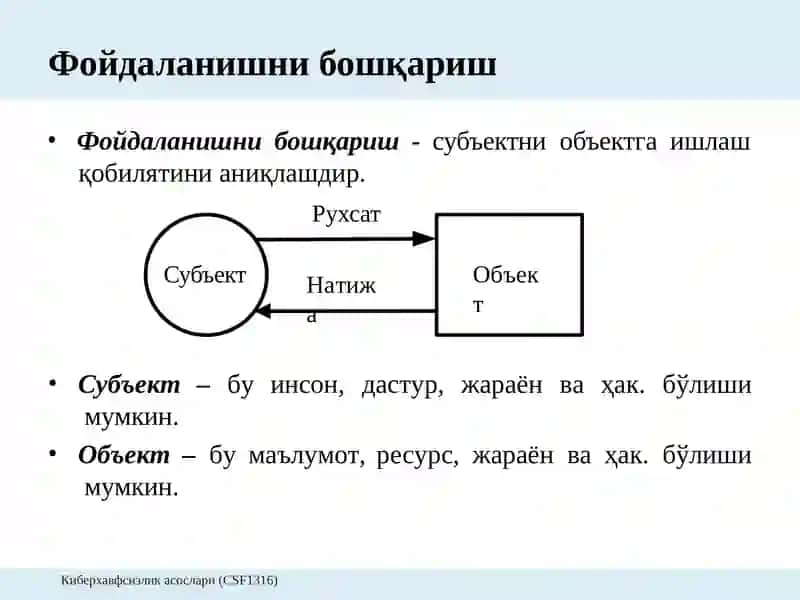 9 -Маъруза:Маълумотларга нисбатан рухсатларни мантиқий бошқариш. Формал моделлар 3