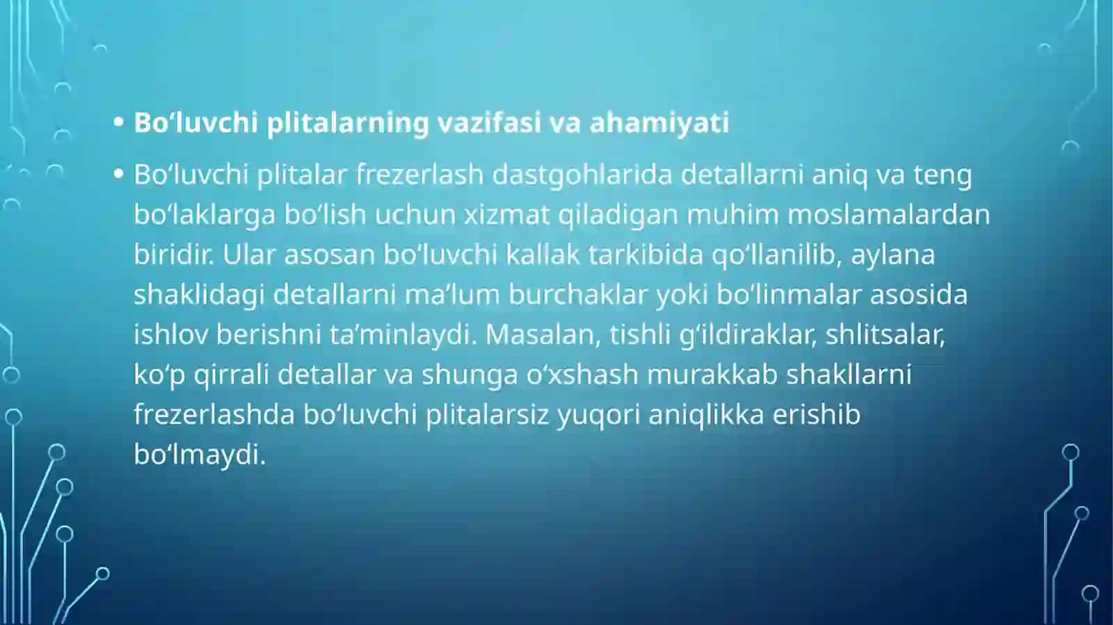 Frezalash dastgohlarini bo'luvchiplari 3