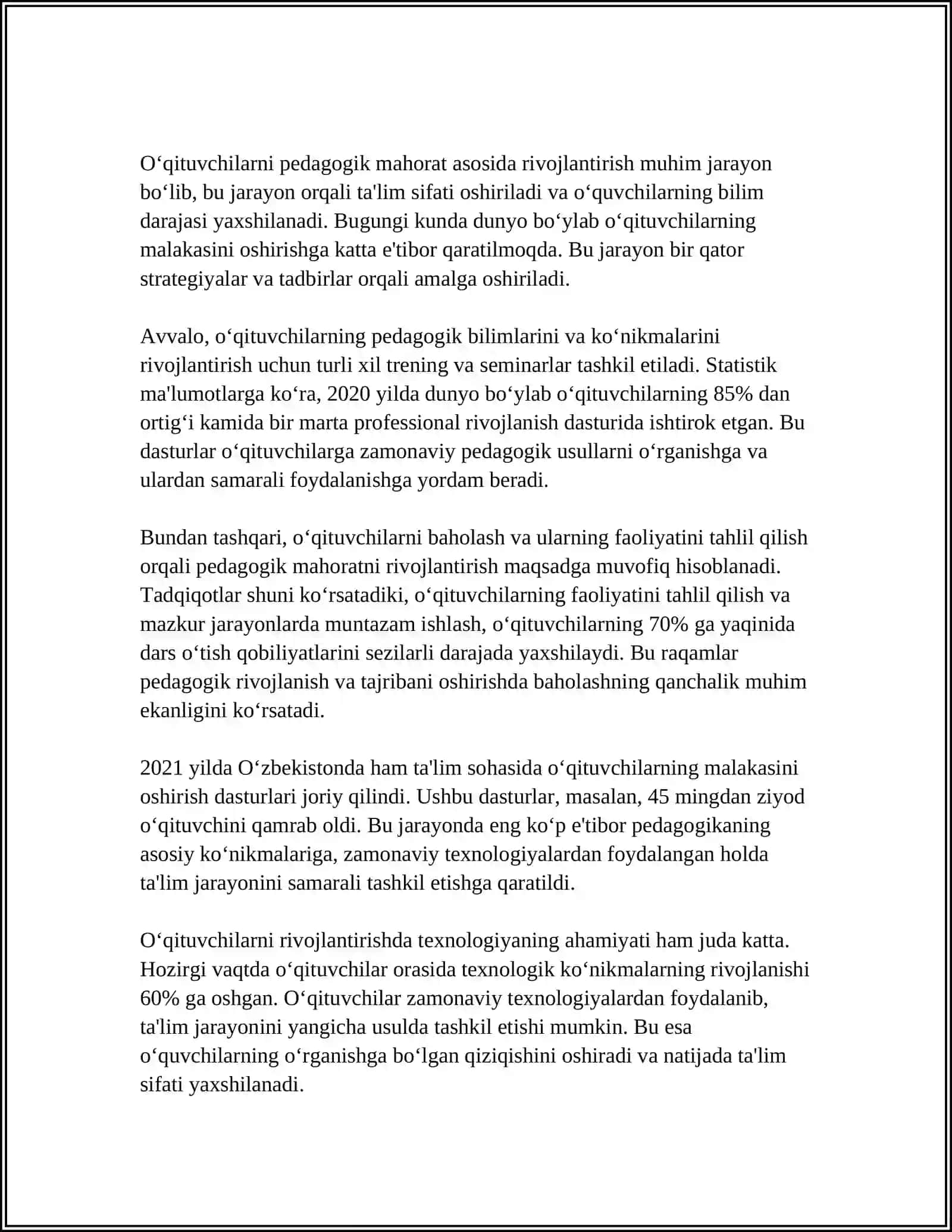 O'QITUVCHINING KASBIY KOMPITENTLIK SIFATLARINI RIVOJLANTIRISH 3
