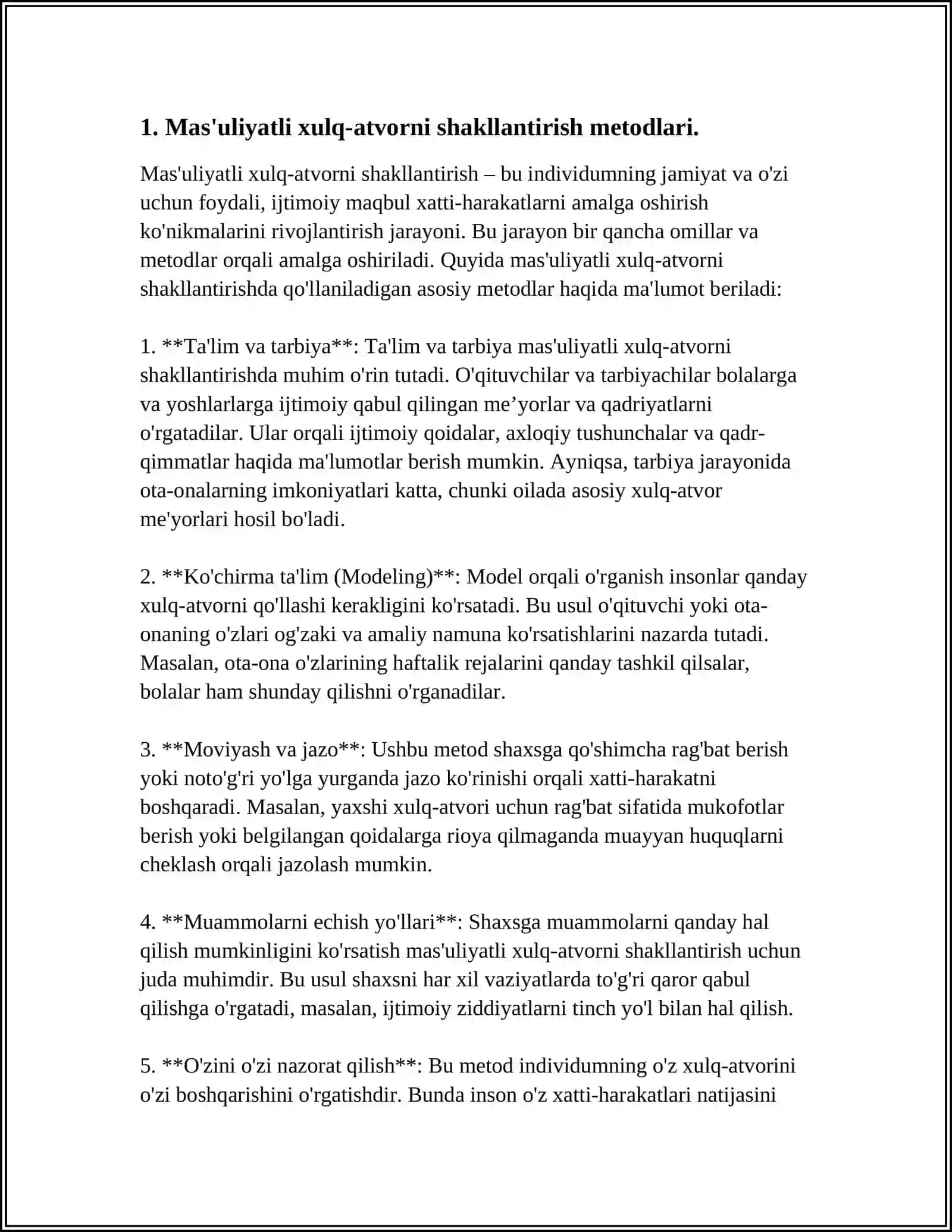 O'QUVCHILARNI MAS'ULIYAT VA JAVOBGARLIKKA O'RGATISHNING PEDOGOGIK YONDASHUVLARI 3
