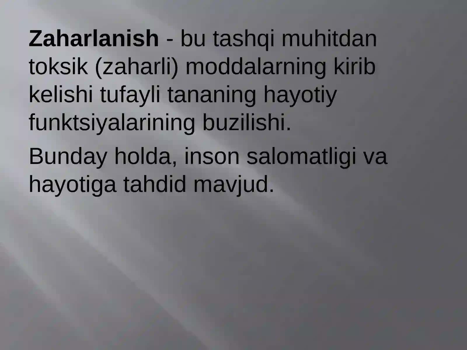 O'tkir zaharlanish: tasnif va umumiy xususiyatlari 3