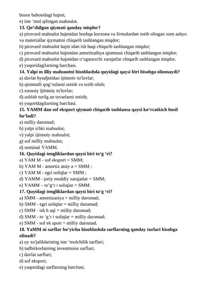MILLLIY HISOBLAR TIZIMI. YALPI ICHKI MAHSULOT VA UNI HISOBLASH YO’LLARI 3