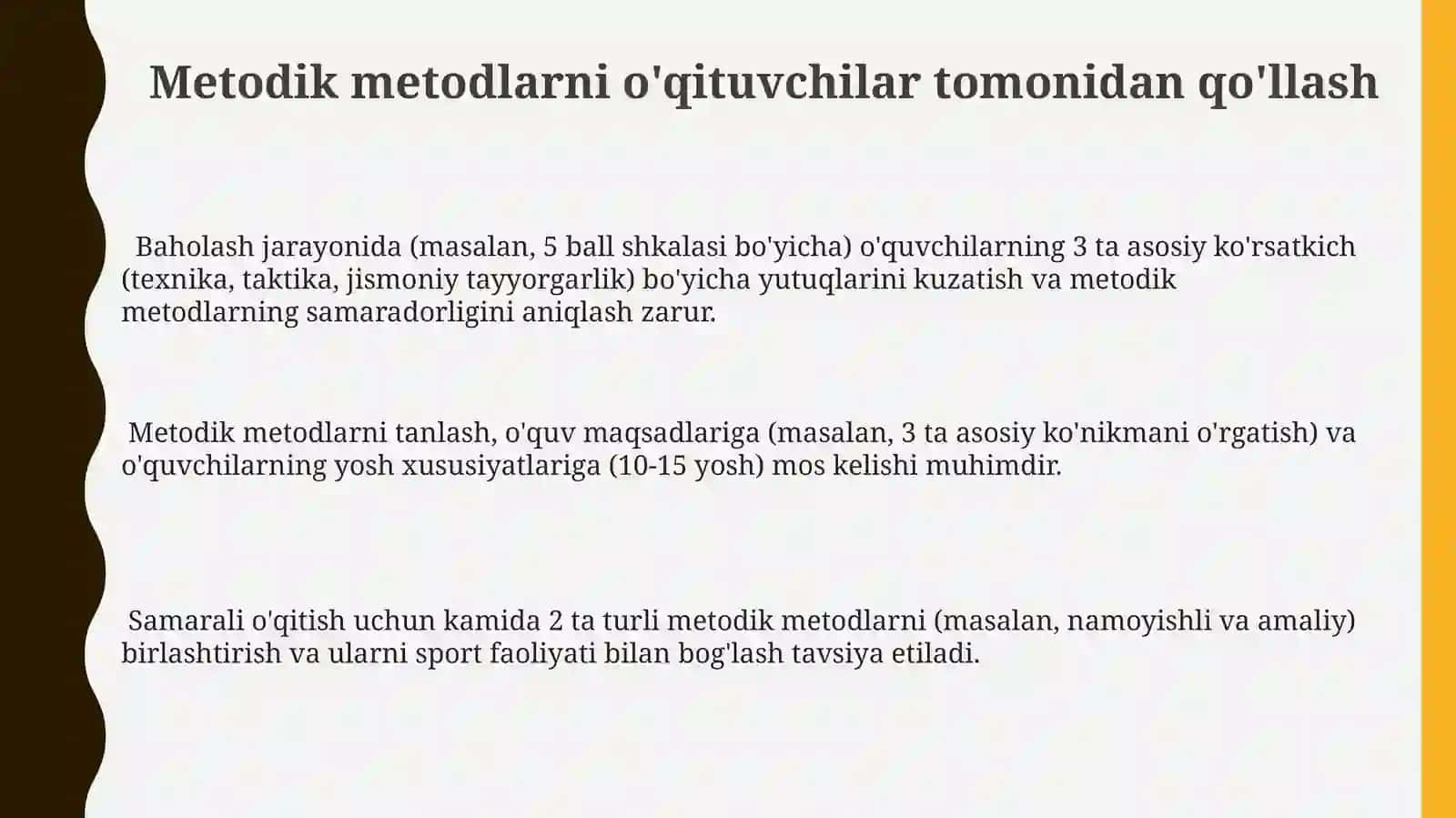 Metodik metodlarni o'qituvchilar tomonidan qo'llash 3