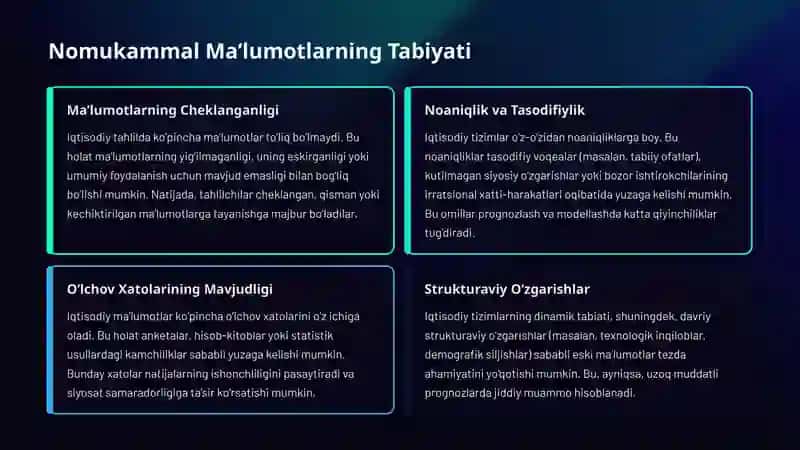O‘zgarmas Kattaliklar va Nomukammal Ma’lumotlar: Iqtisodiyot Tahlili 3