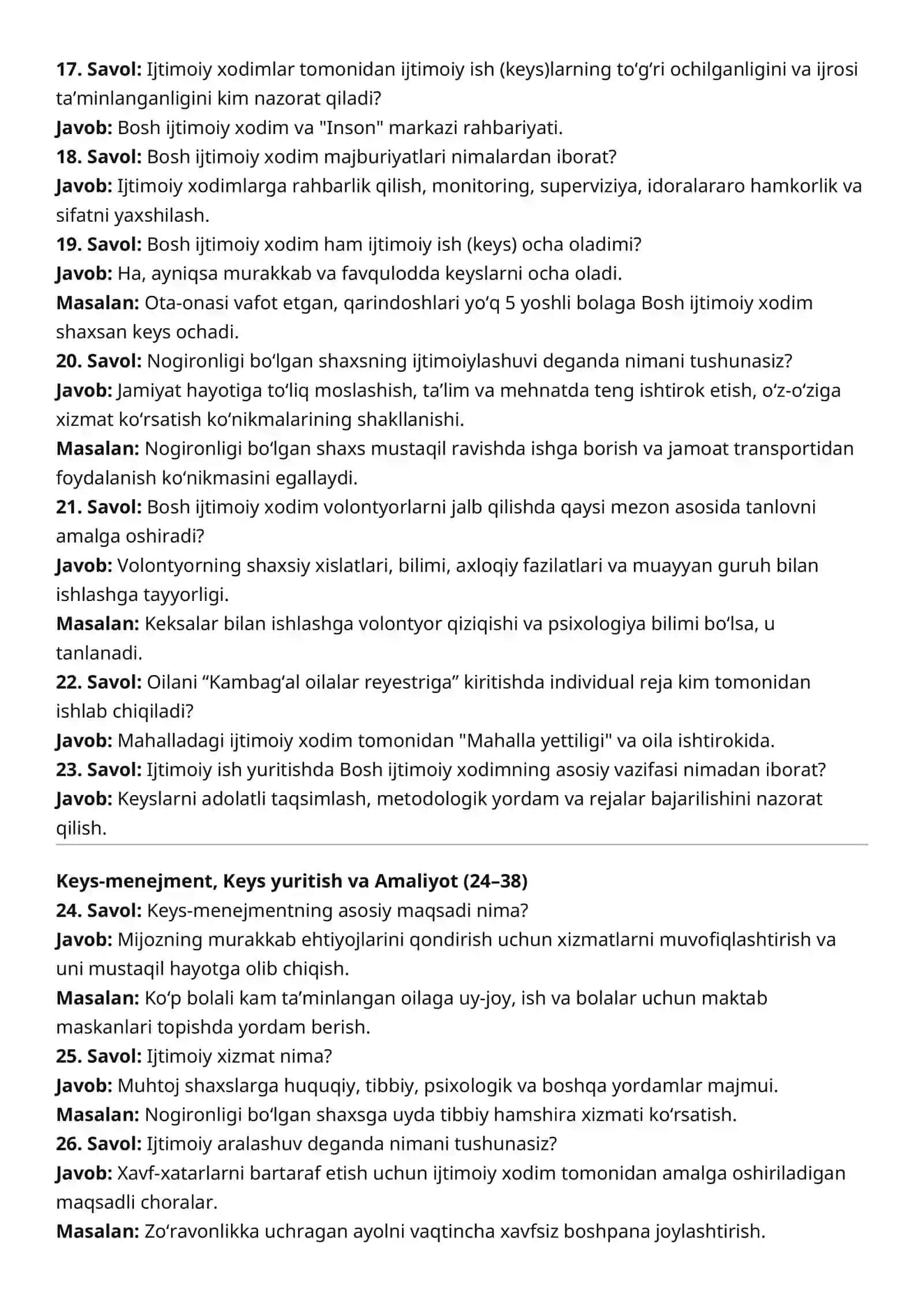 Agros 2026 suhbat savollari javoblari va misollar bilan javob berilgan jami 190 savol  (Ijtimoiy xodim) 3