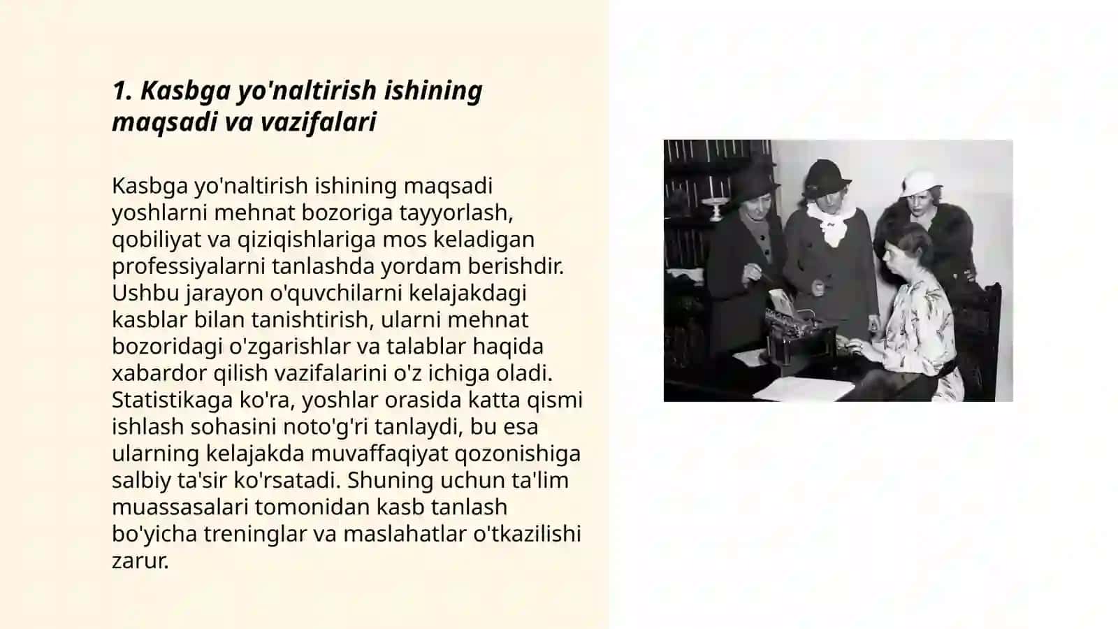 Kasbga yo'naltirish ishining maqsadi va vazifalari 3