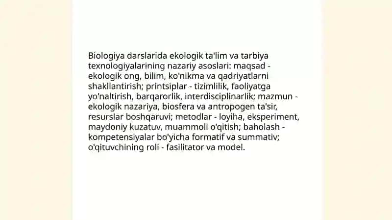Biologiyada darslarida ekologik ta'lim va tarbiya texnologiyalari 3