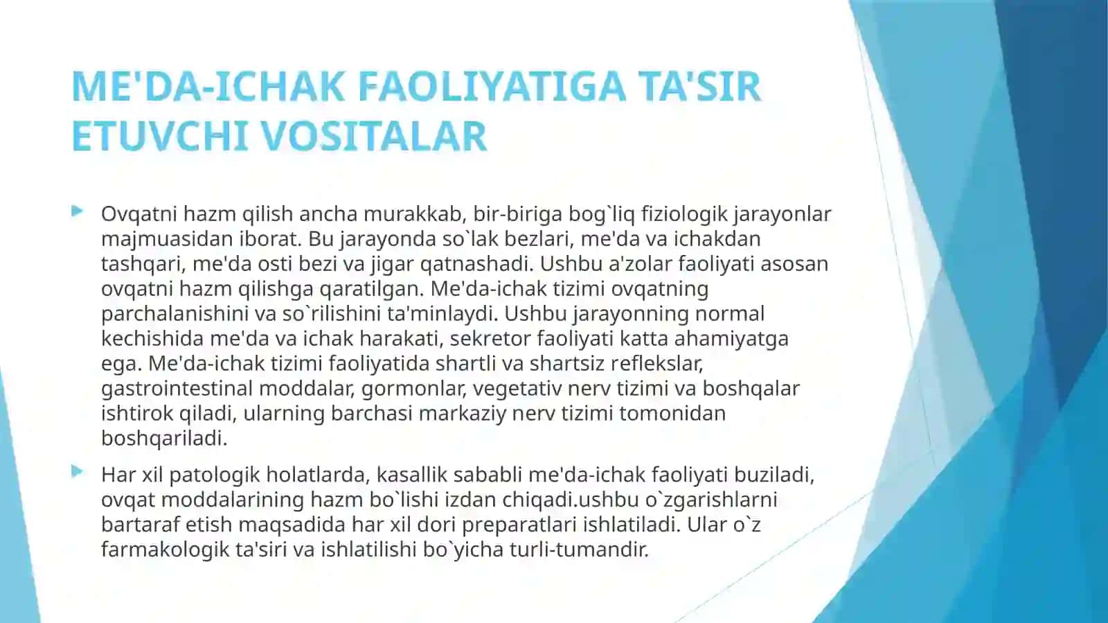 Oshqozon ichak sekretsiyasi faoliyatiga ta’sir etuvchi dori vositalar farmakologiyasi 3