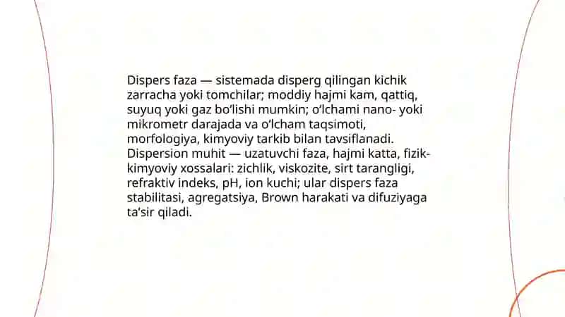 Dispers faza va dispersion muhitdan tashkil topgan sistemalar 3