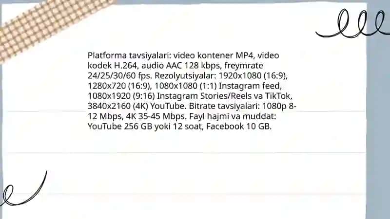Talim platformalari va ijtimoiy tarmoqlarda videolarni elon qilish 3