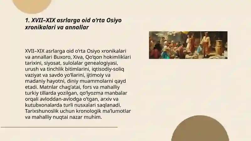 O‘rta Osiyoning XVII-XIX asrlar tarixiga oid yozma manbalar 3