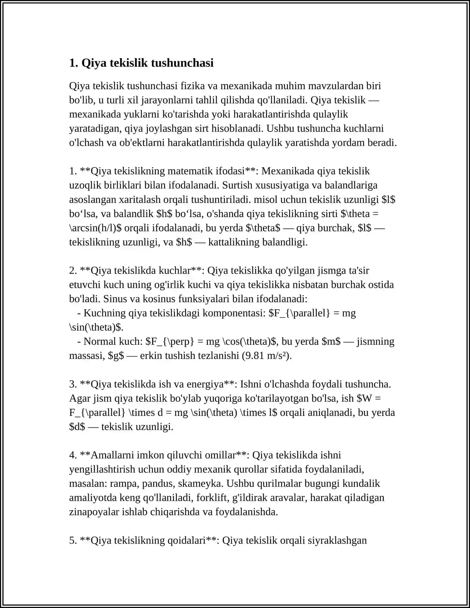 QIYA TEKISLIKDA FOYDALI ISH KOEFITSENTINI ANIQLASH 3