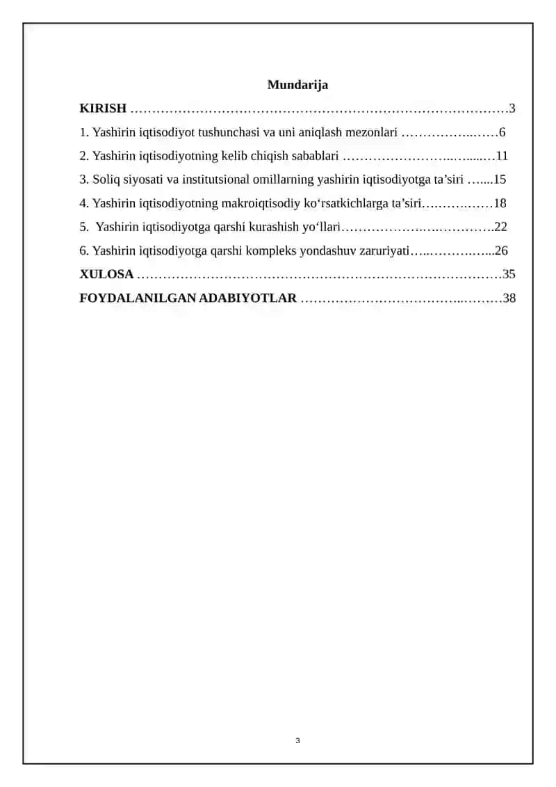 Yashirin iqtisodiyot: Sabablari,shakllari,mamlakatdagi makroiqtisodiy vaziyatga ta'rsiri 3