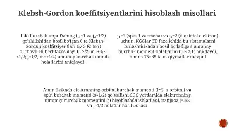 Klebsh-Gordon koeffitsientlari 3