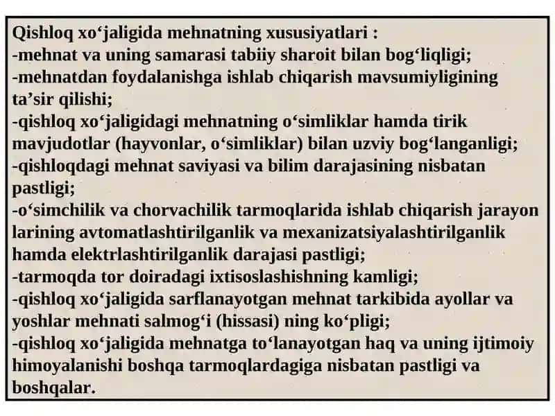QISHLO XO’JALIGIDA MEHNAT RESURSLARI VA ULARDAN FOYDALANISH SAMARADORLIGI 3