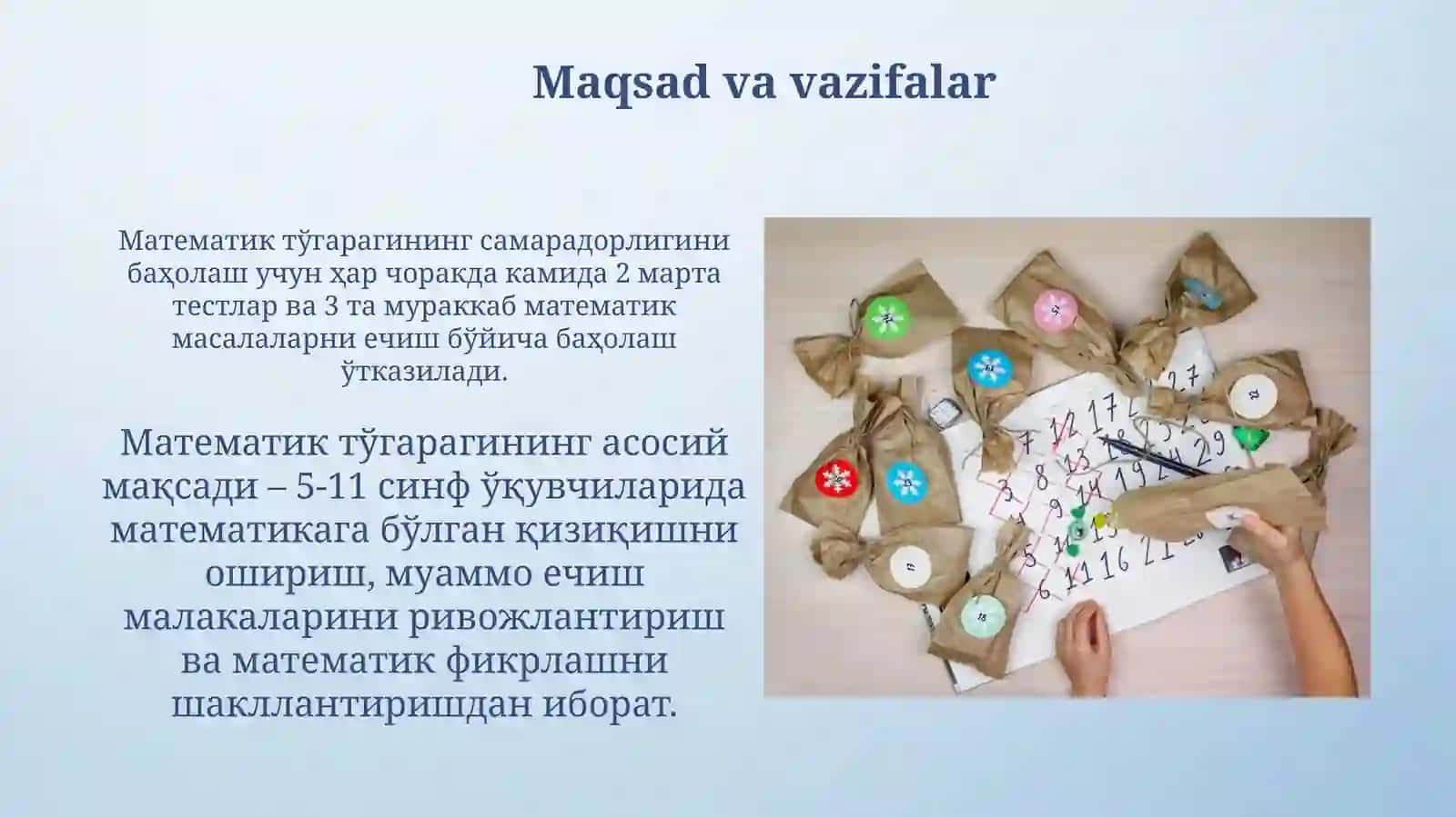 Matematika toʻgagini tashkil etish 3