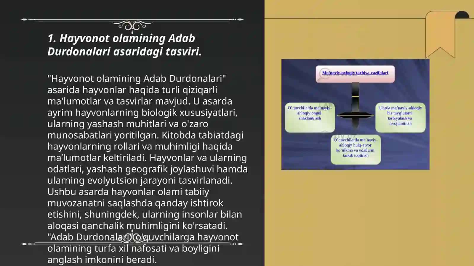 Adab Durdonalari asarida hayvonot olamiga oid munosabat bandlarini õrganish 3