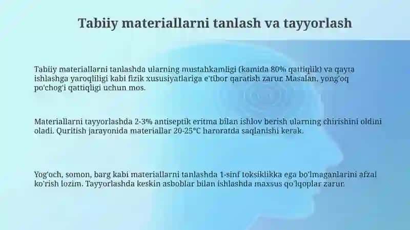 Tabiiymateriallar bilan ishlash darslari 3