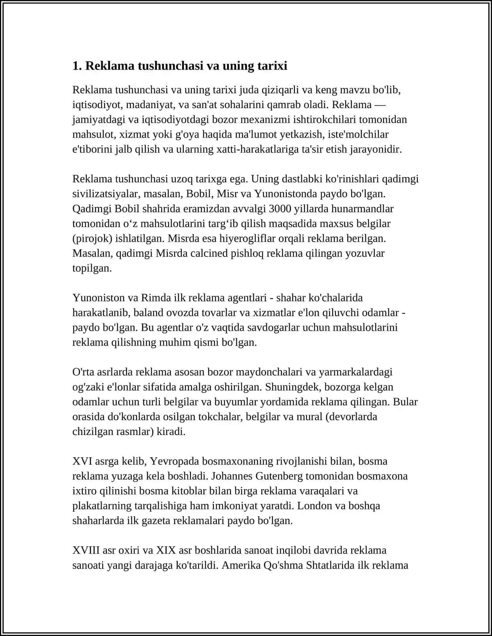 REKLAMA TUSHUNCHASI, MOHIYATI VA VAZIFALARI 3