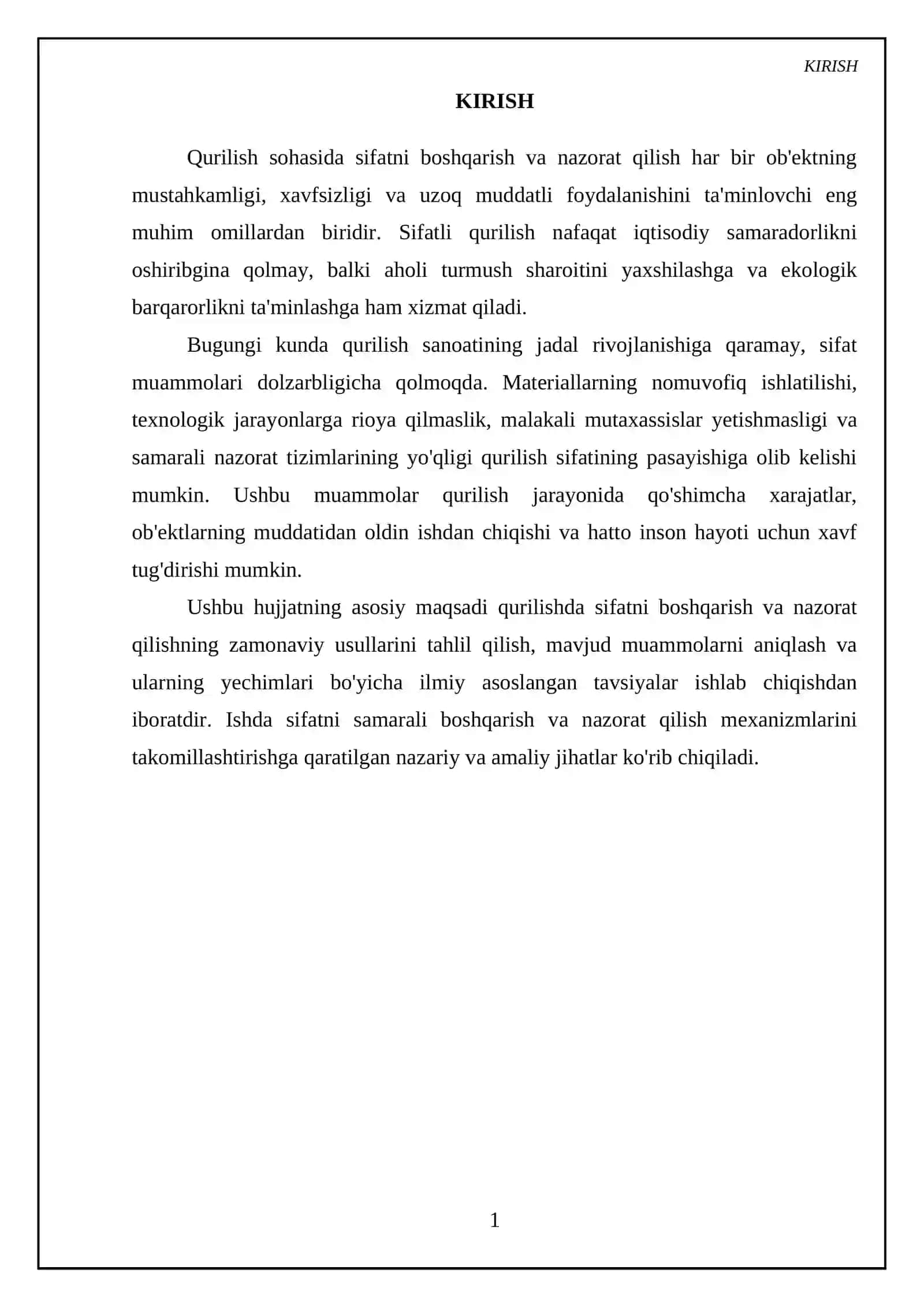 Qurilishda sifatni boshqarish va nazorat qilish 3