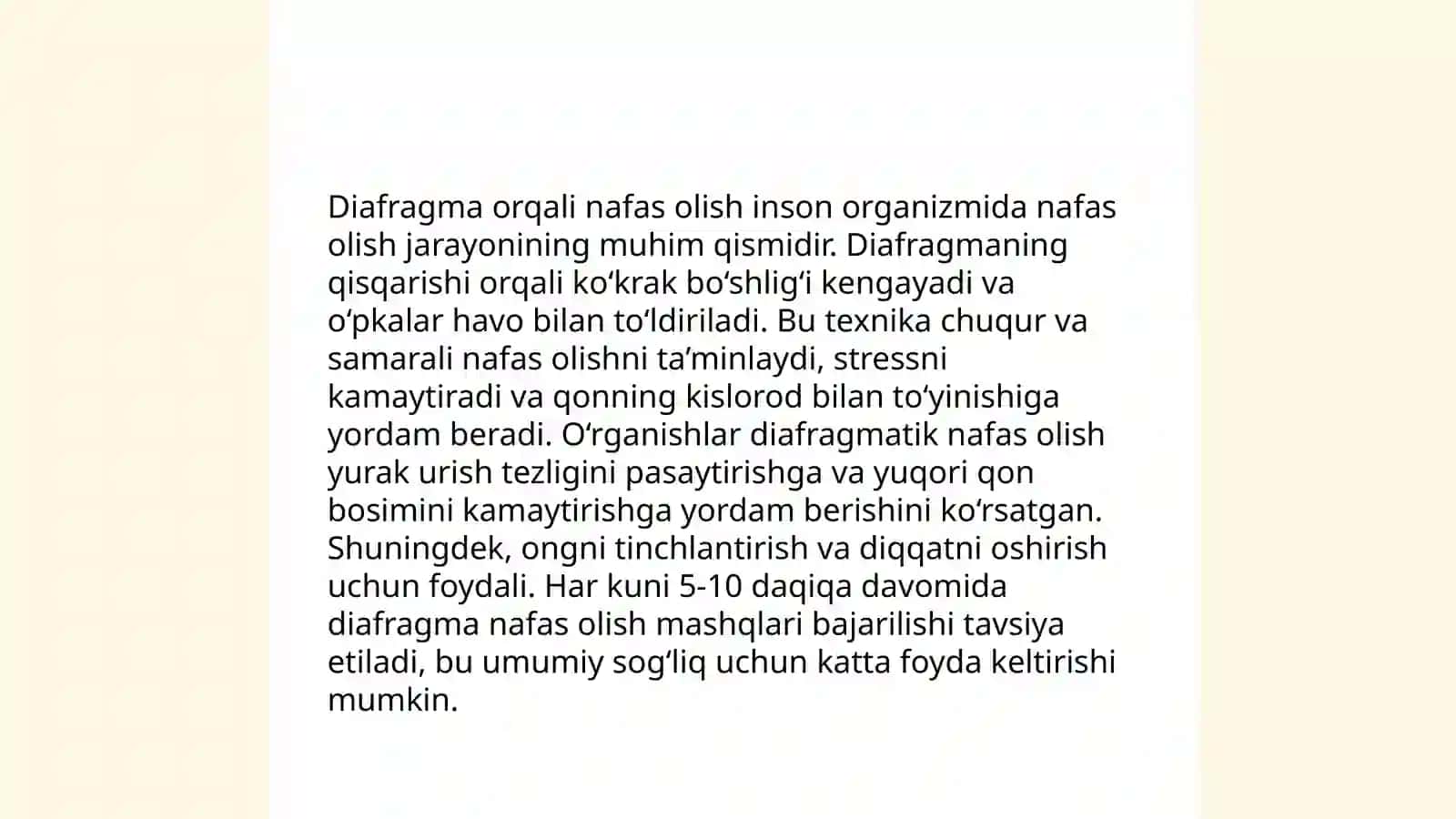 Diafragma orqali nafas olish texnikasi 3