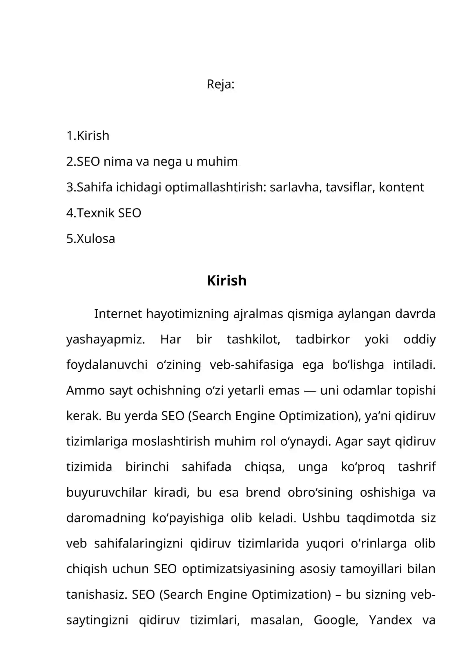 Veb Sahifalar Uchun SEO Optimizatsiyasi 3