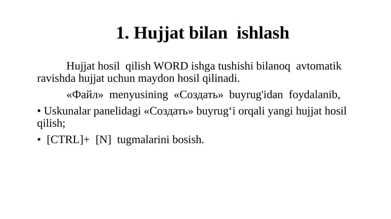 Matnli hujjatlar bilan ishlash texnologiyasi 3