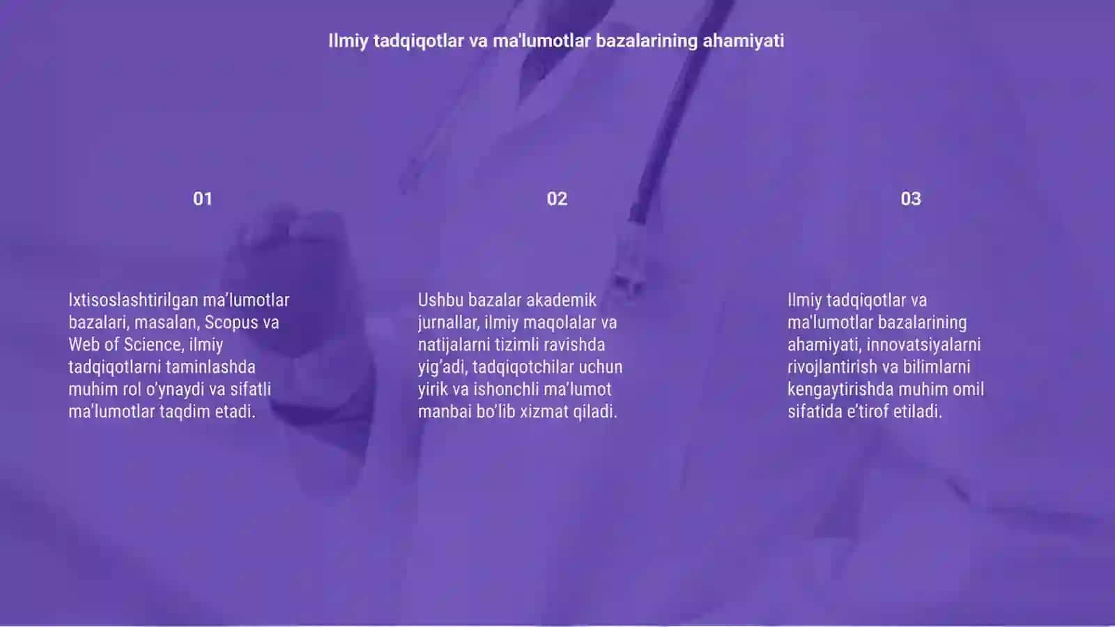 ilmiy tadqiqotlarni taminlashda ixtisoslashtirilgan malumotlar bazalarining (scopus web of science) roli 3