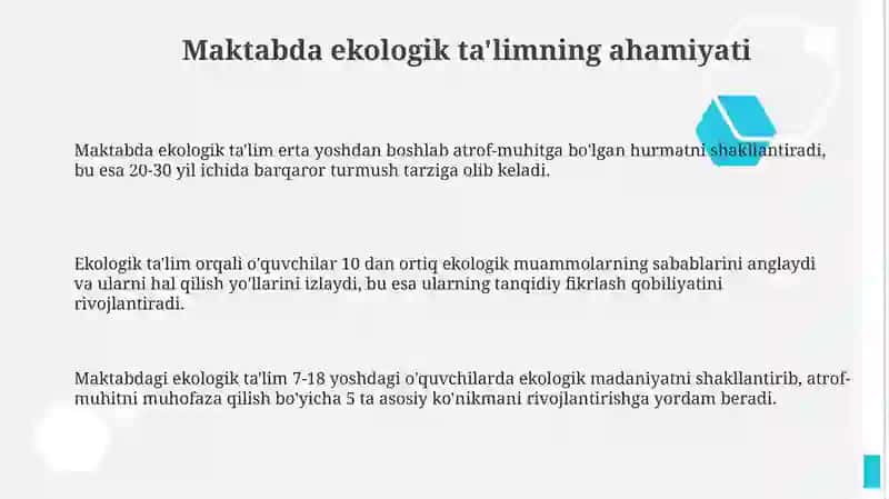 Ekologik ongni shakllantirishda maktabning roli 3