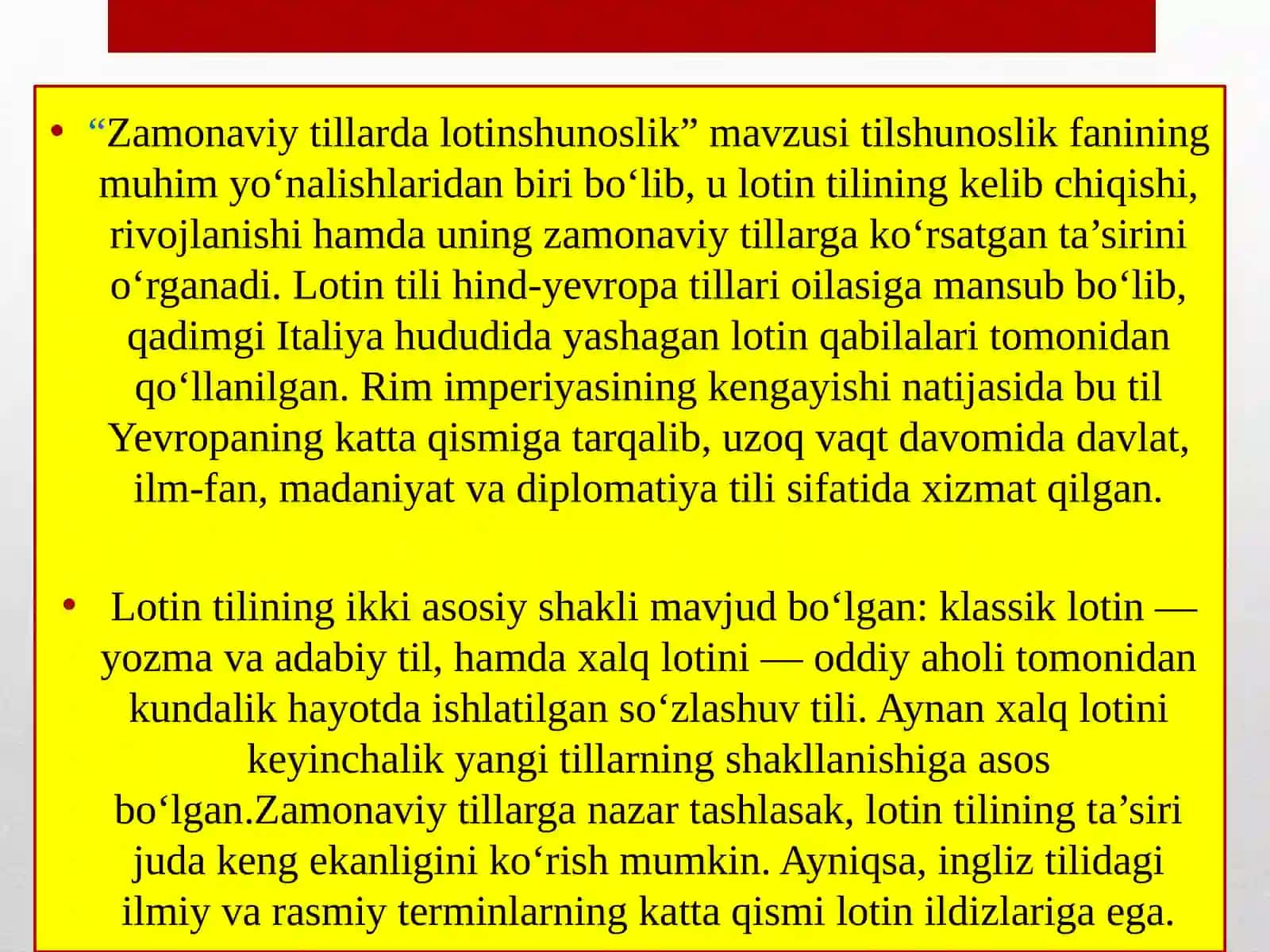 Lotin tilli va terminalogiya fanidan tayyorlagan 3