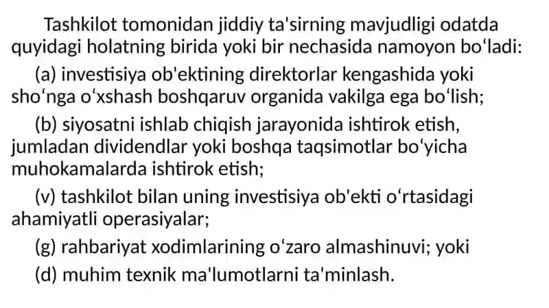 BHXS (IAS) 28 Qaramtashkilotlardagi va qo‘shma korxonalardagi investitsiyalar 3