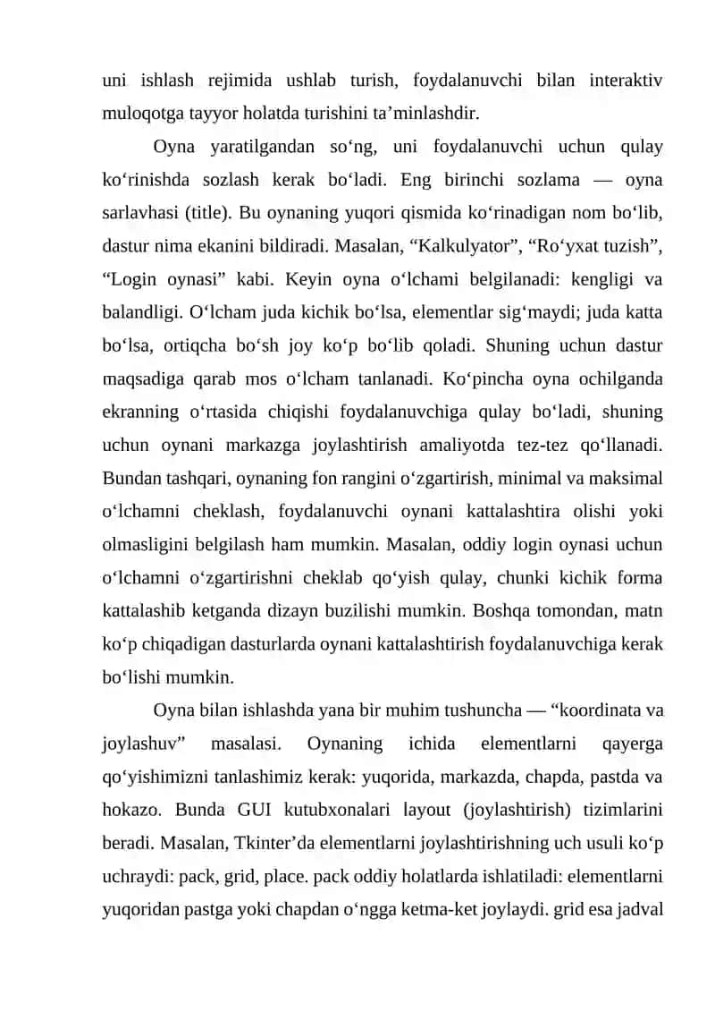 Oyna, tugma va yozuvlar bilan ishlash 3
