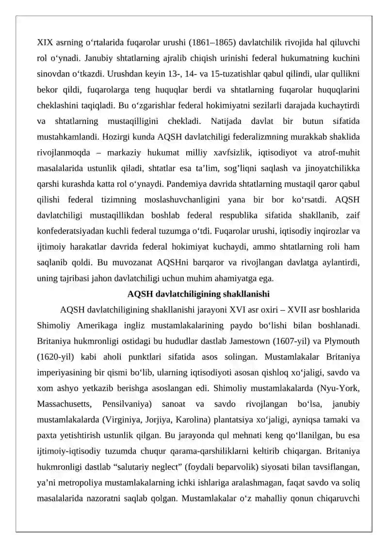 AQSH davlatchiligining rivojlanishi 3