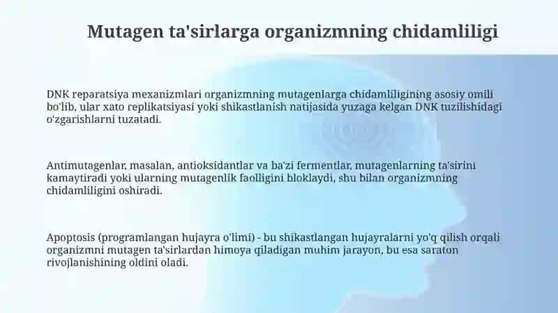 Organizmning Mutagenta'sirigachi Damliligi 3